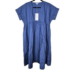NEW Calme M Johnny Was Cotton Blue Shift Dolman Dress Lagenlook Coastal Liya